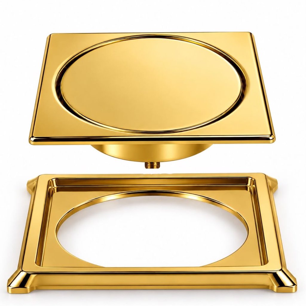 RALO PARA PISO CLICK DOURADO 15X15 CM + PORTA GRELHA