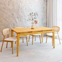 Mesa de Jantar 160x90cm Madeira Maciça Seiva CabeCasa MadeiraOriginals Amêndoa