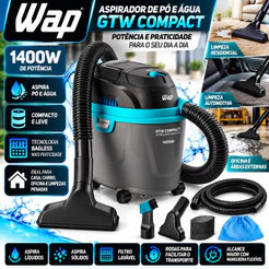 Aspirador Pó e Água Potente 1400w Soprador Pequeno Portatil Barril 5,5 Litros Wap
