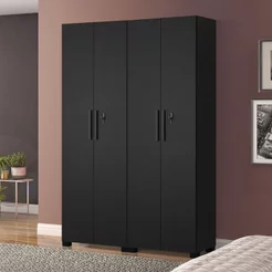 Kit com 2 Armários Multiuso Escritório NT4020 4 Portas e Prateleiras Preto/Tx Preto Tx