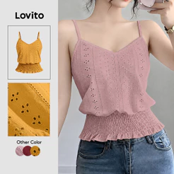 Lovito Top Casual Feminino Rosa com Pregas primavera/verão TKK9P2D681