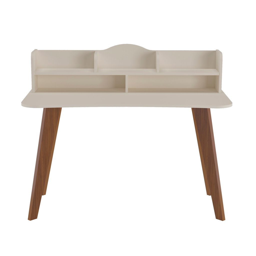 Escrivaninha Penteadeira Feminina Sofia Mesa Escritório 120cm 5 Nichos 100% MDF Bege/Off White/Cedro Off White/Cedro · foto 2
