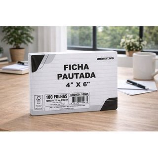 Ficha Pautada 4x6 100 Folhas Papel Branca ANIMATIVA