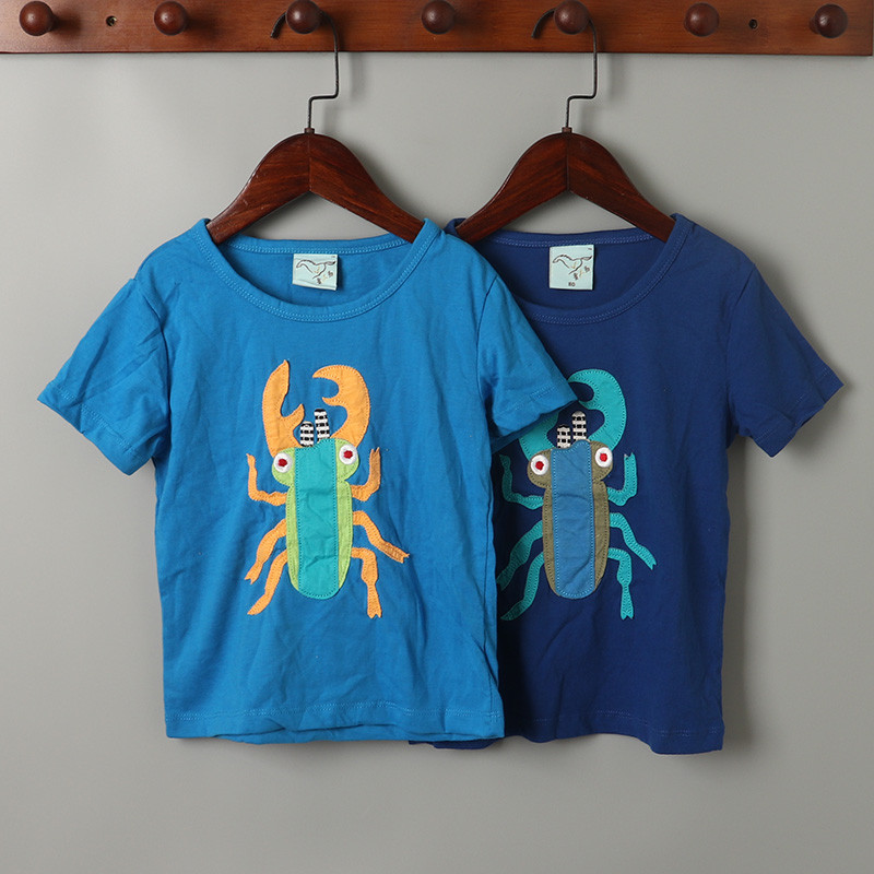 Verão criança pequeno médio meninos puro algodão manga curta camiseta meia manga topo 80-110cm solto