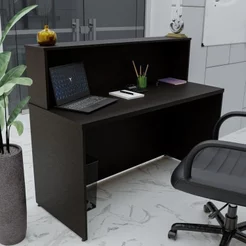 Balcão Atendimento Recepção Consultório 120x60cm Preto Preto