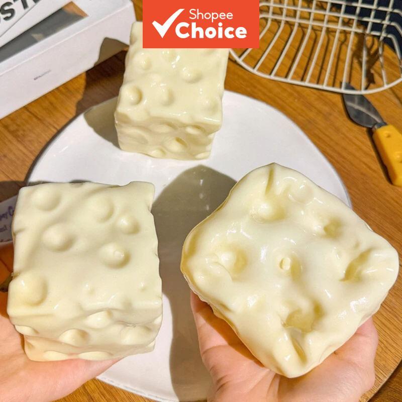 Taba Squishy Cheese Cube: bola antiestresse moldável em formato de cubo de queijo, não-elástica, brinquedo sensorial