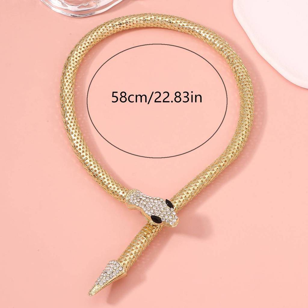 Europeu americano Cross-Border estilo Punk ouro diamante-cravejado magnético em forma de cobra colar exagerado moda chei