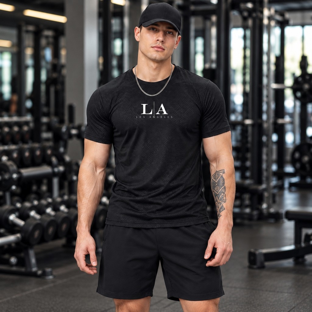 Camiseta Masculina Dry Fit Academia Treino Camisa Fitness Leve e Confortável Respirável L.Ange 03