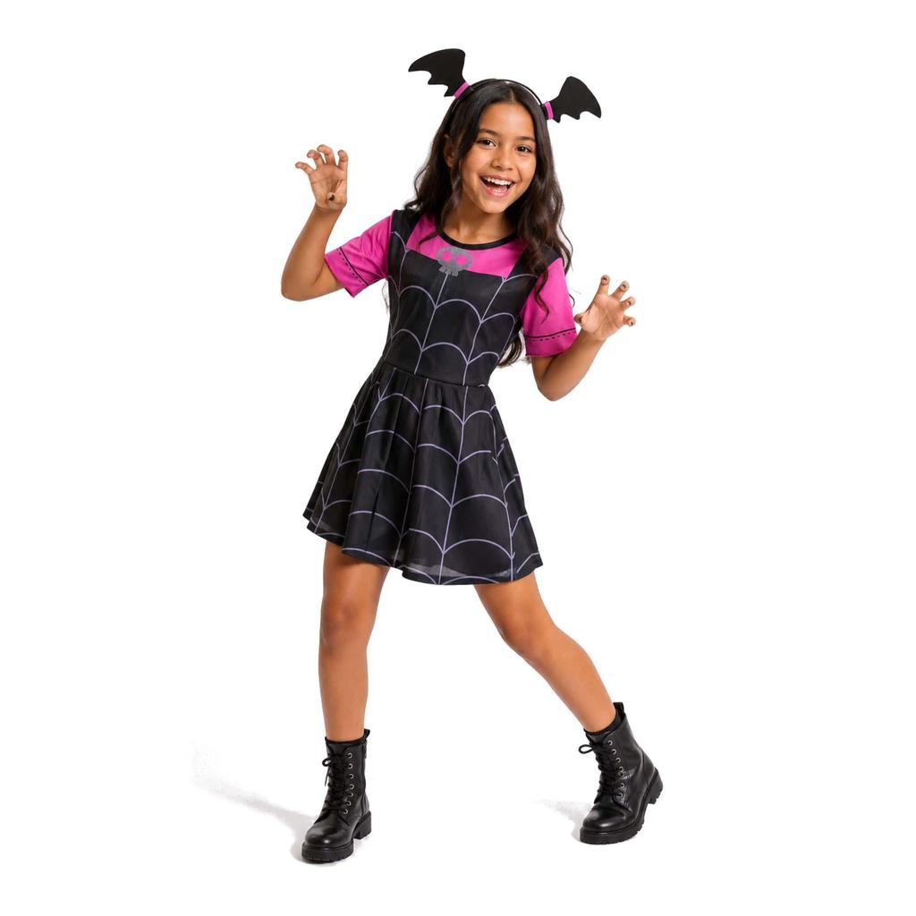 Fantasia Vampirina Infantil de Halloween Com Tiara