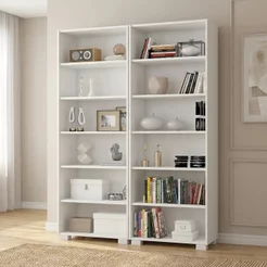 Kit 2 Estantes para Livros 5 Prateleiras 188CMX121M Office Branco/Tx Branco TX