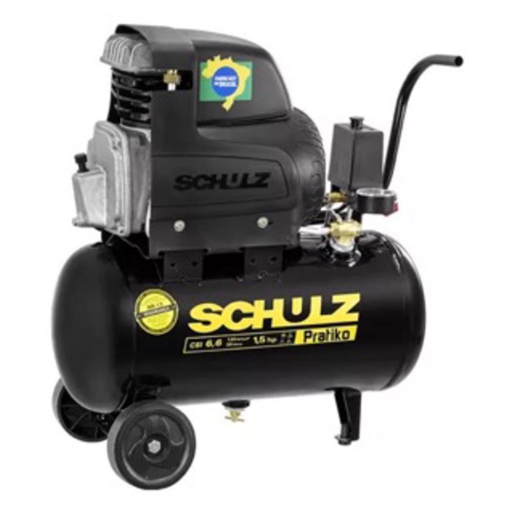 Compressor De Ar 20l 1,5hp 120lbf Mono Pratiko Csi6,6 Schulz Preto Monofásica