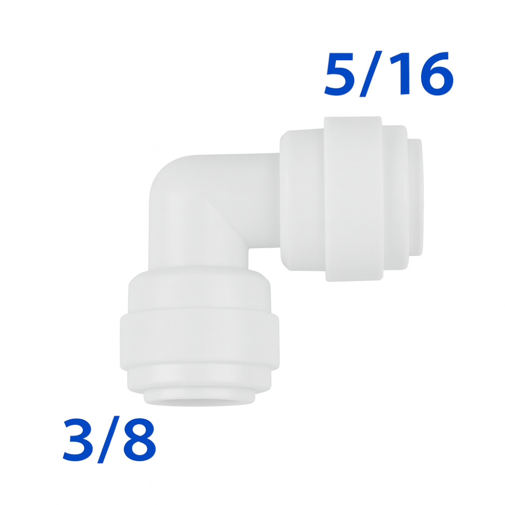 Adaptador Cotovelo União Rápida 90° 3/8 x 5/16 Plástico Resistente RY009 - G
