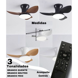 Ventilador de teto Inverter Controle Remoto 6 Velocidades 3 Cores de led Bivolt vl-005 em Oferta na Shopee