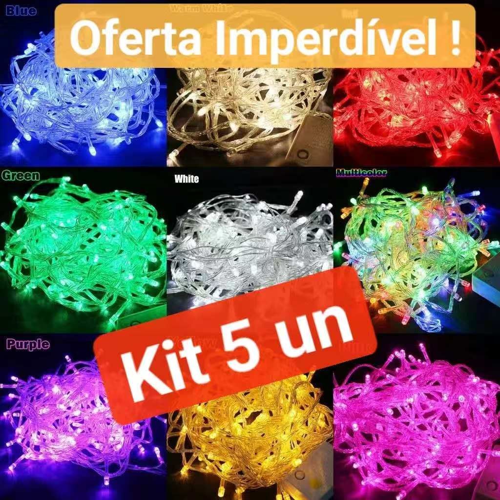 2/5 Un Pisca Pisca Natal Cordão 100 Leds 9m 8 Funções Varias Cores 110v / 220v - 99P