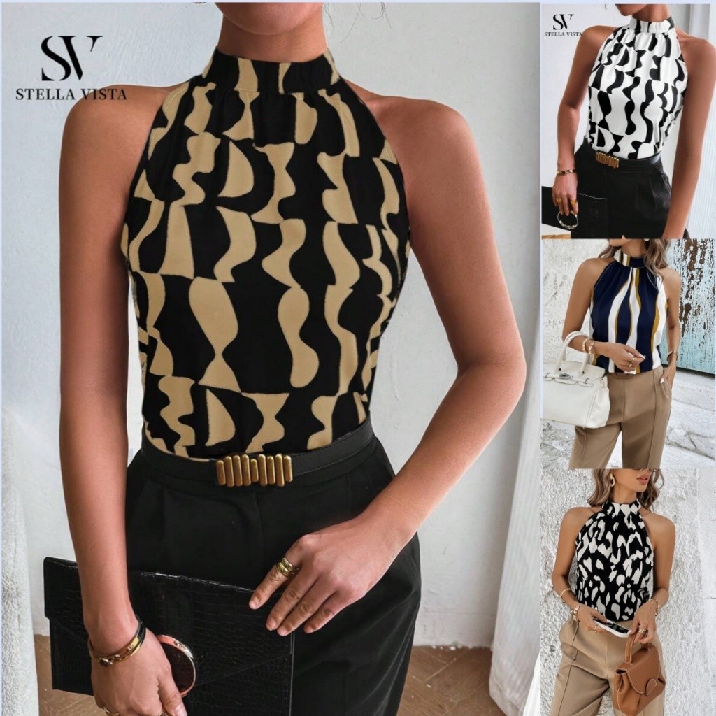 Blusa Feminina Estilosa - Blusa Regata Feminina Gola Alta elegante, carnaval feminino top em Oferta na Shopee