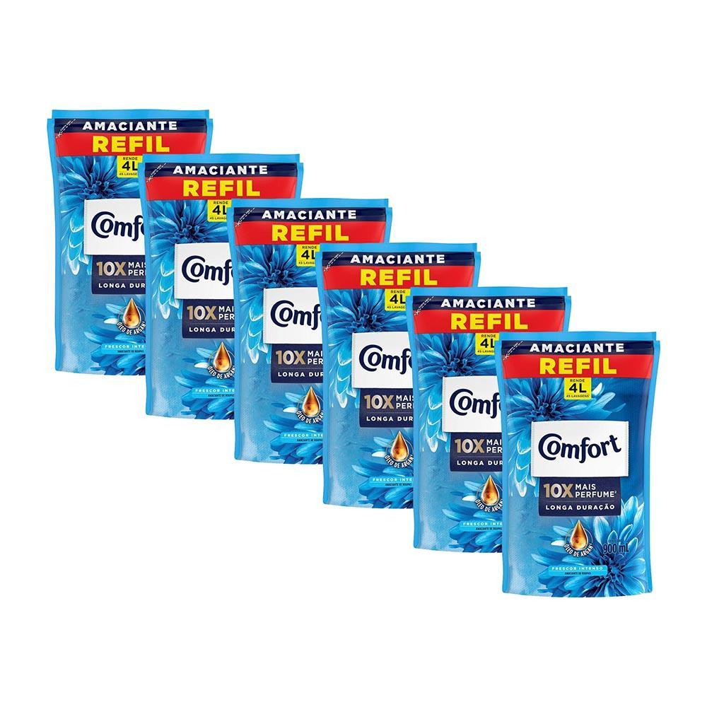 Kit 6 Refil Amaciante Concentrado Comfort Frescor Intenso 900ml em Oferta na Shopee