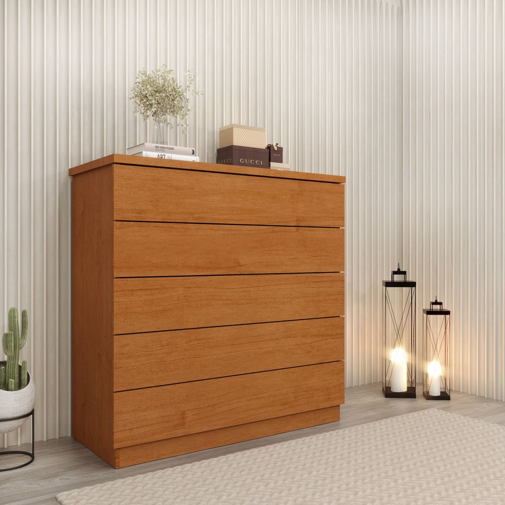 Cômoda 5 Gavetas 86cm Premium   Cinamomo em Oferta na Shopee