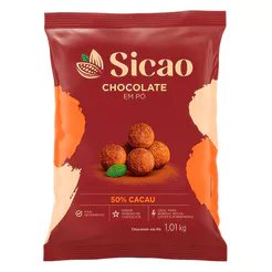 Chocolate em Pó 50% Cacau 1,01Kg Sicao para Confeitaria, Doce, Bolo e Bebidas