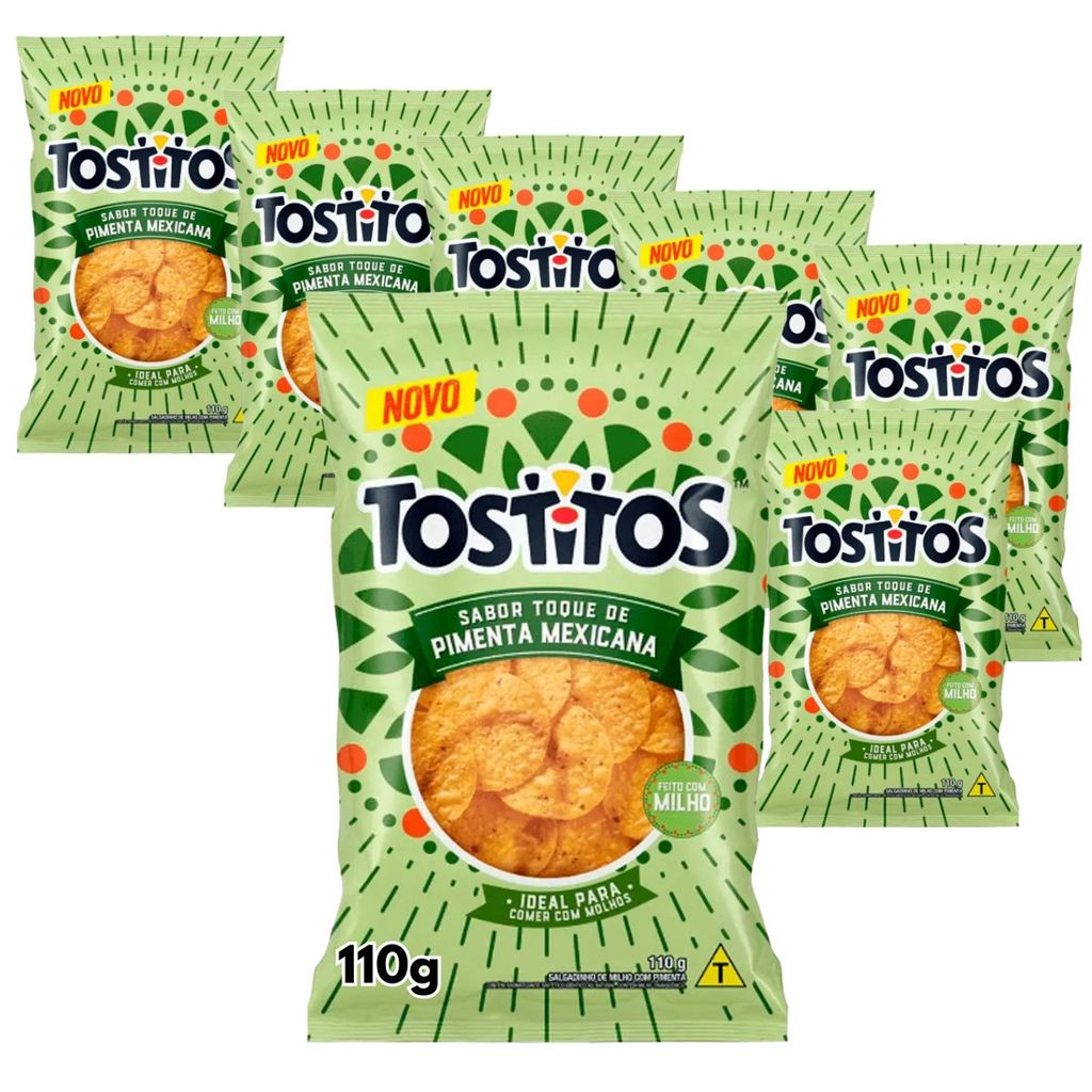 Kit 10 PCTs Salgadinho Milho Tostitos Frito-Lay Pimenta 110g