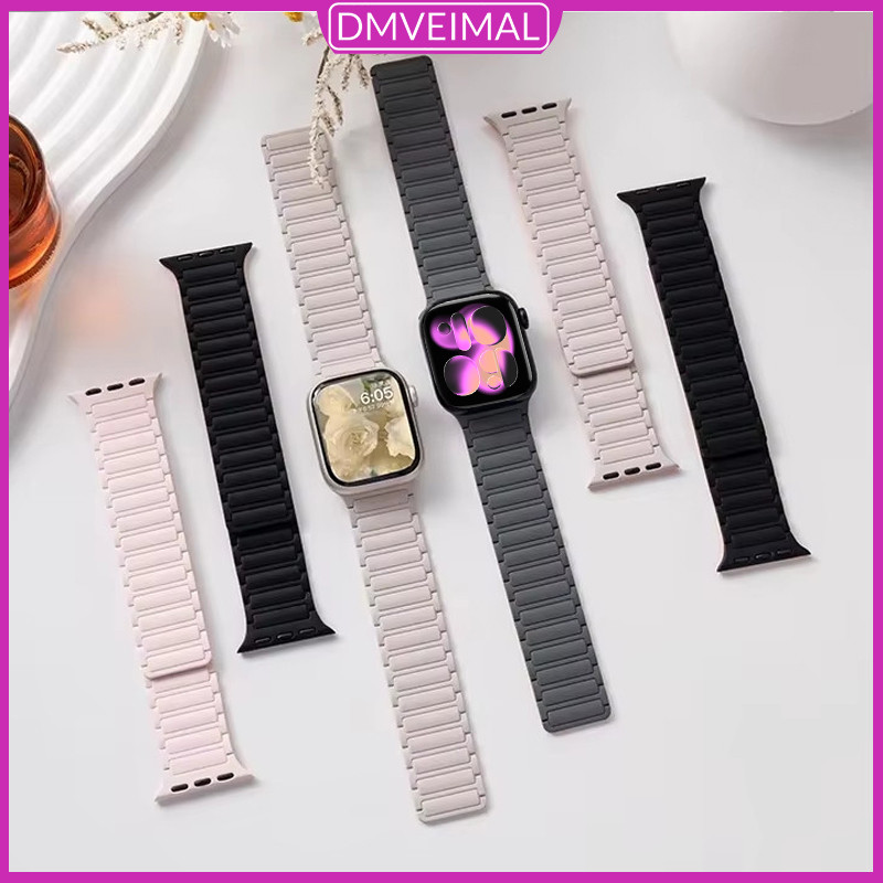 Pulseira Magnética De Silicone Para Iwatch Apple Watch SE Ultra 3 2 49mm 44mm 40mm Series 11 10 46 42mm 9 8 7 45 41 38mm
