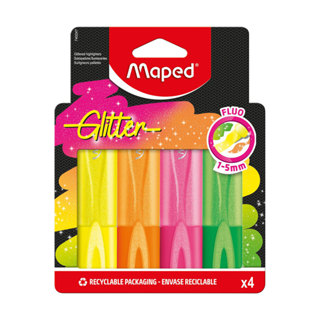 Pincel marca texto Glitter Neon estojo com 4 cores 740247 Maped em Oferta na Shopee