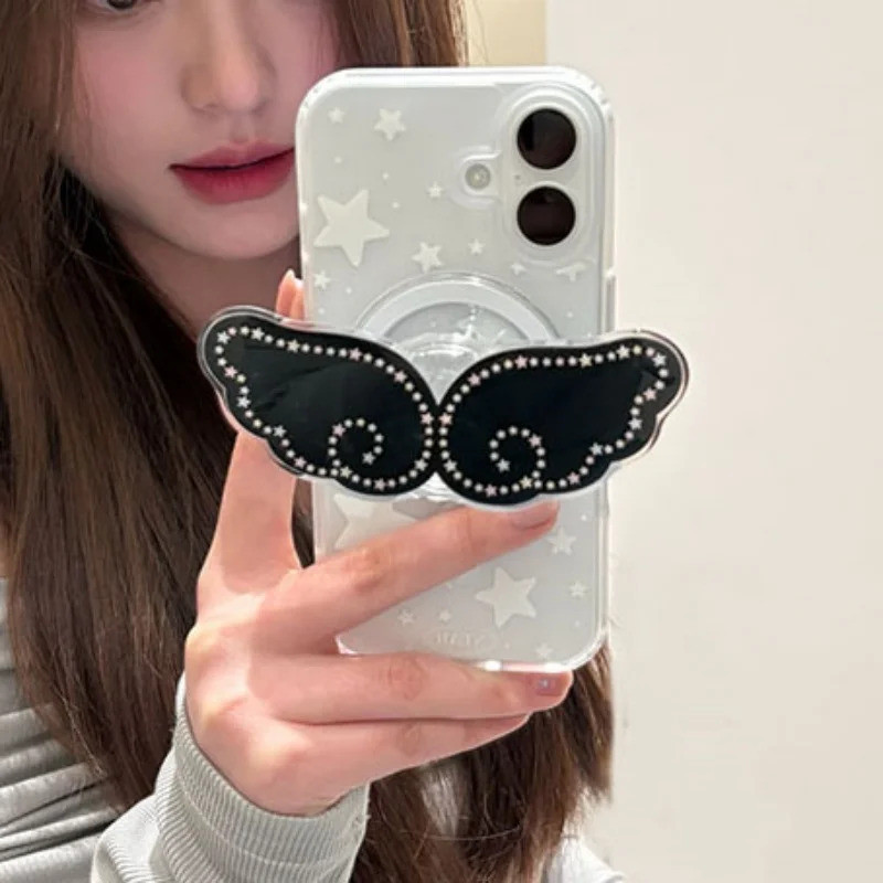 Coreano Bonito Dos Desenhos Animados Anjo Asa Para Magsafe Magnético Suporte Do Telefone Aperto Tok iPhone 16 Samsung S2