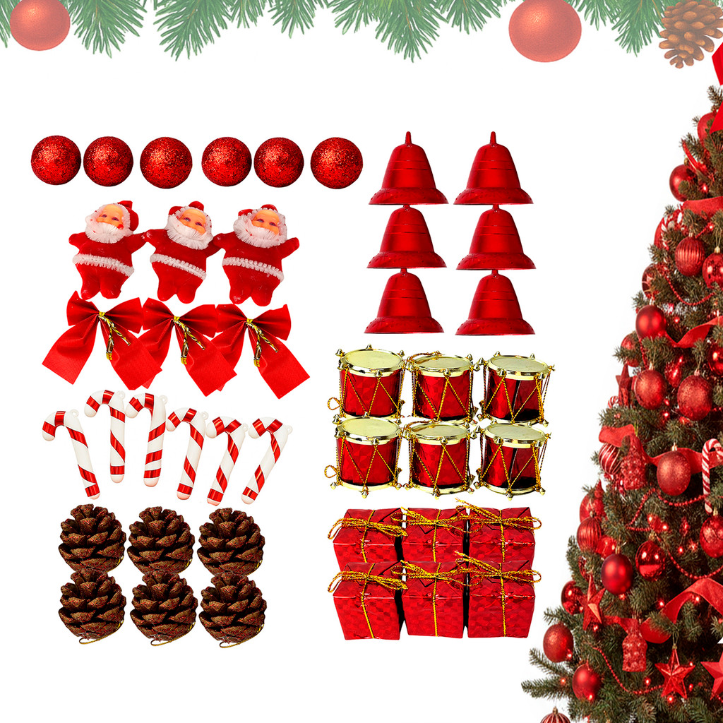 Kit Enfeites de Natal 42 Peças P/ Árvore – Pendentes Sortidos Decoração Natalina