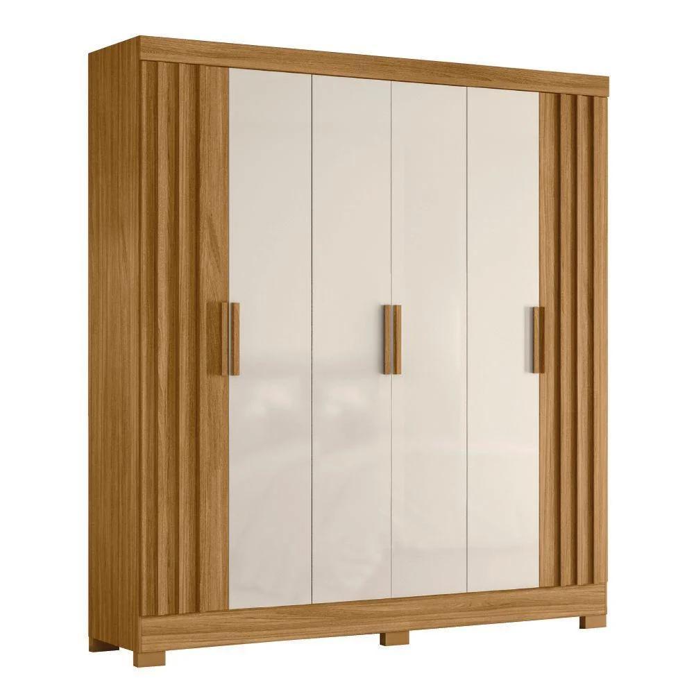 Guarda Roupas Casal Ripado 6 Portas 2 Gavetas Freijó/Off White Valença Moval em Oferta na Shopee