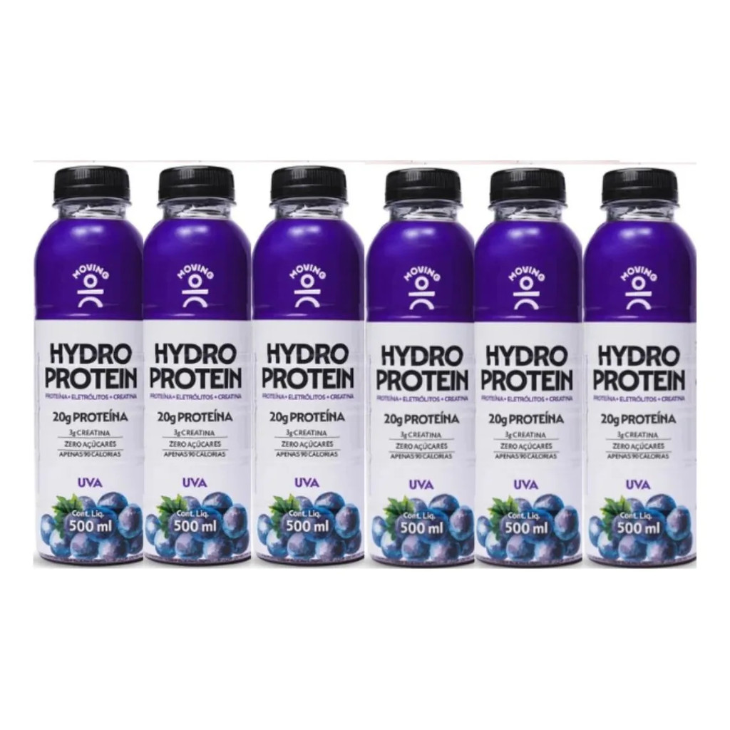 Kit 6x Bebida Moving Hydro Protein Isotônico Sabor Uva 500ml em Oferta na Shopee