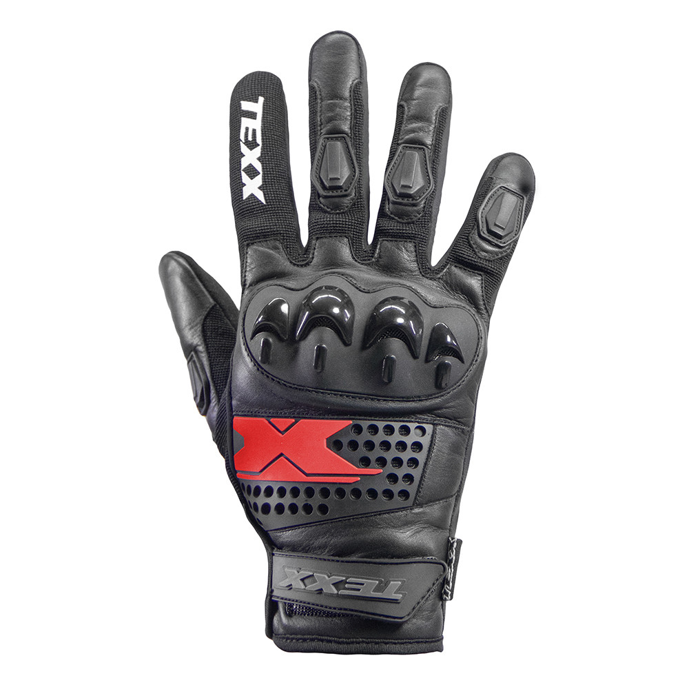 Luva Texx Old Shoot Moto Masculina Preta Vermelha Urbana