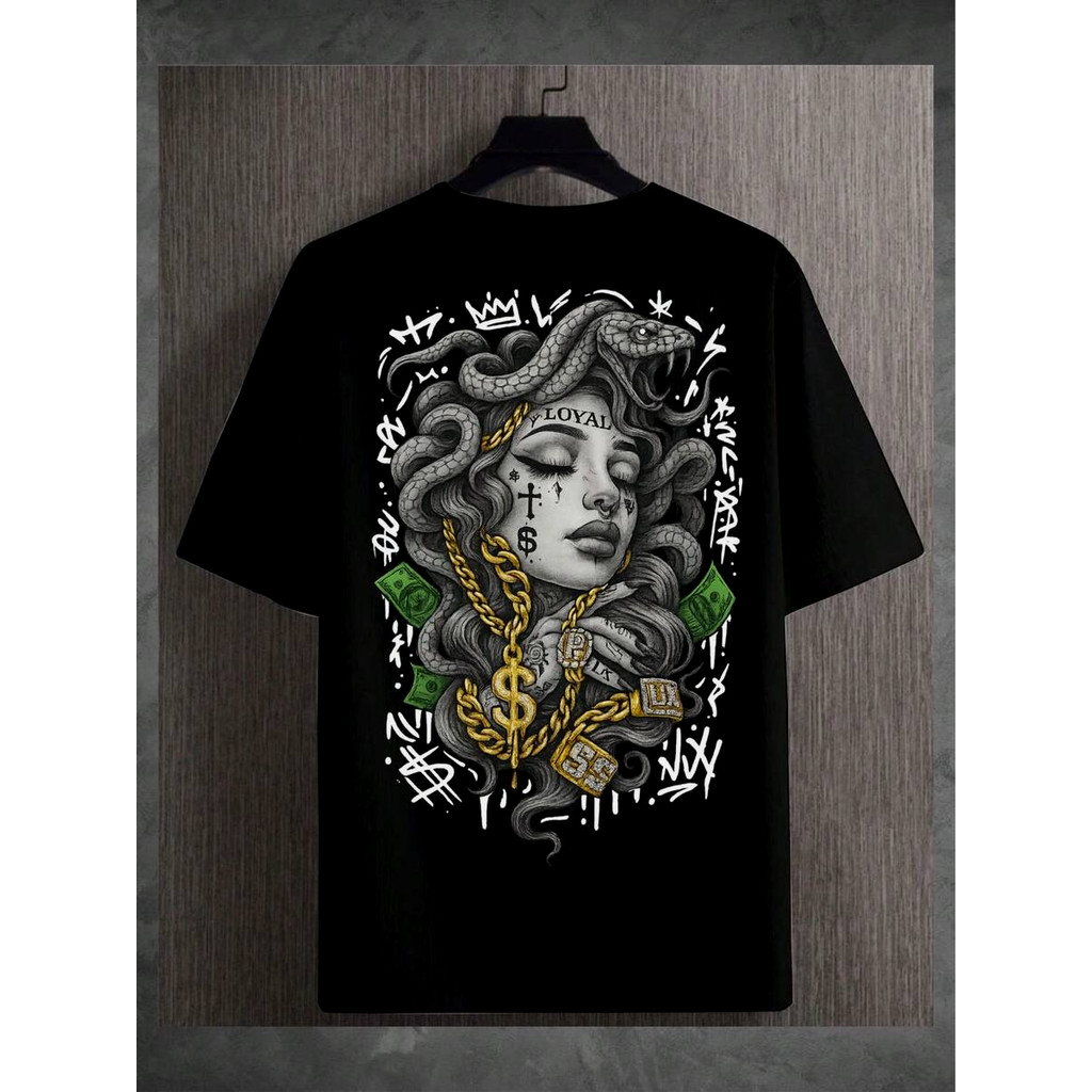 Camiseta medusa luxo streetwear T-shirt Moda Unissex