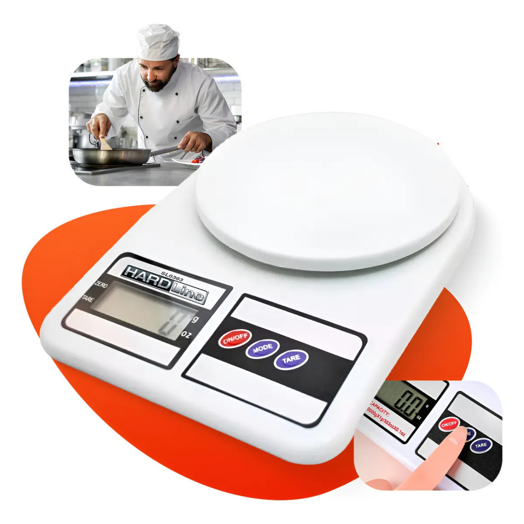 Balança Cozinha Digital 10kg Branca Precisão Peso Alimentos Dieta Receitas Medir