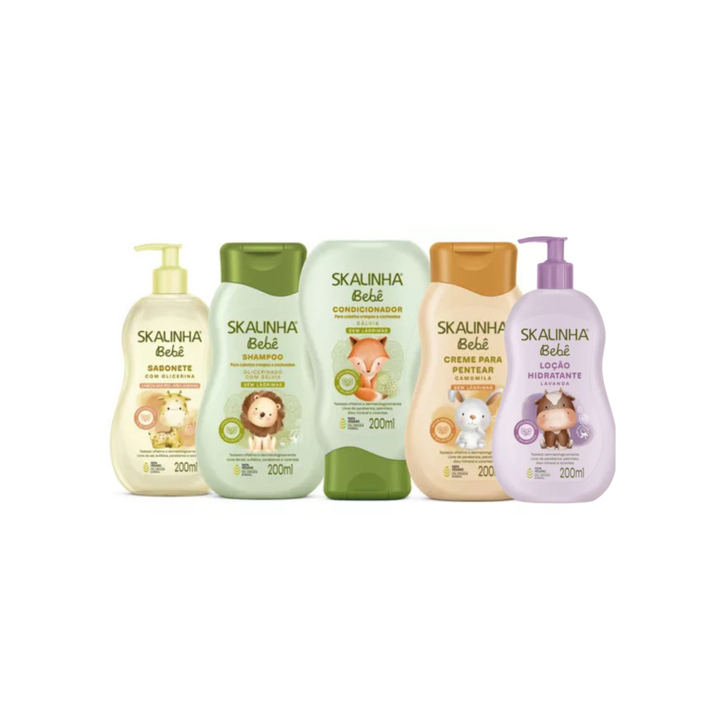 Kit Skalinha Bebê Sh + Cond 200ml Salvia + Sab Liq + Cr Pent + Hidrat 200ml Lavanda em Oferta na Shopee