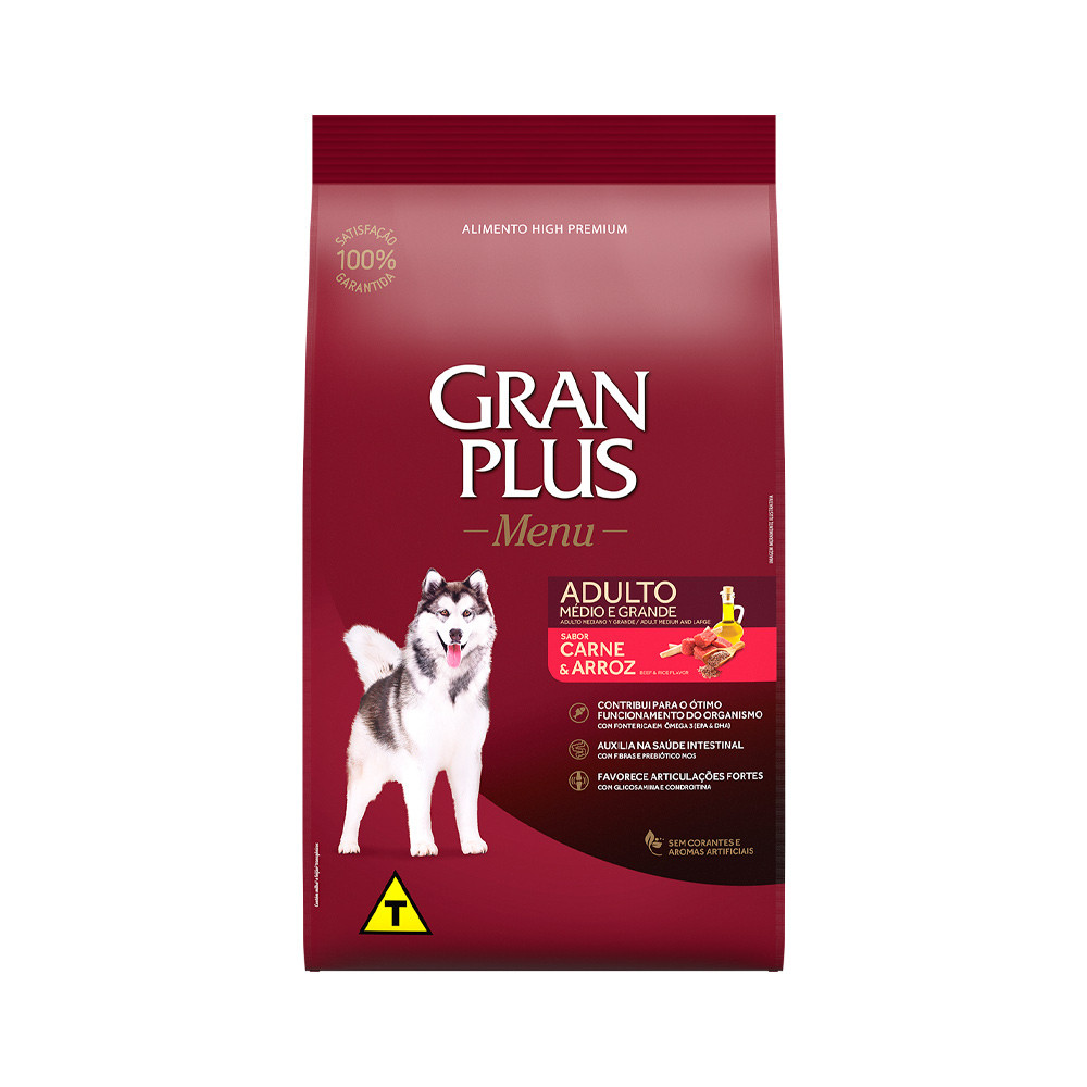 Ração para cães porte médio e grande adultos GranPlus Menu - 15kg