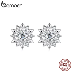 Brincos De Prata Esterlina 925 Bamoer , Flor De Gelo , Design De Inverno , Joias , Presentes Para Mulheres
