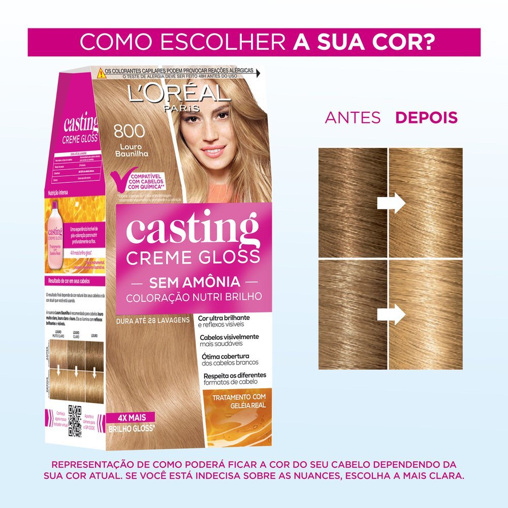 Detalhes do Coloração Casting Creme Gloss 800 Louro Baunilha