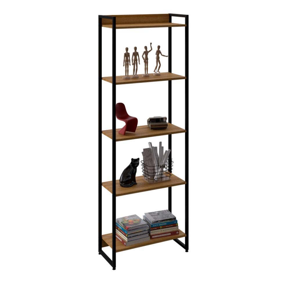 Estante Nanda Mel e Preta 187x60 cm em Oferta na Shopee