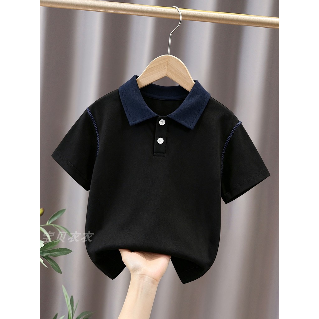 Crianças roupas de verão camiseta preta 2026 novo estilo meninos verão manga curta topo bebê moda versão coreana camisa 