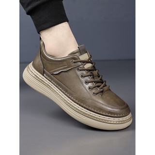 2026 novo estilo primavera esportes masculinos tênis casuais sapatos de couro britânico All-Match leve sola macia Wenzho