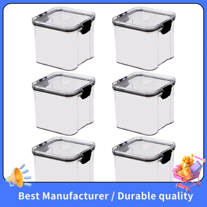 6 Pacote 700Ml Frasco De Armazenamento Organizador Recipiente Conjunto Tampa De Vácuo Selo Quadrado Transparente