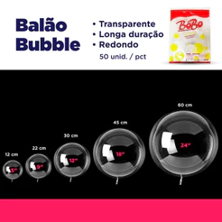 Balão Bubble Transparente 5" 9" 12" 18" e 24" -BOBO BALLON