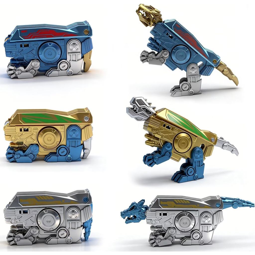 Conjunto de 6 peças de spinners sensoriais 2 em 1 em formato de robô dinossauro, brinquedos transformáveis, adequados pa