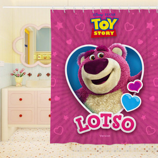 Cortina de chuveiro à prova de mofo, desenho animado, urso de morango, sem perfuração, dormitório, à prova d'água, divis