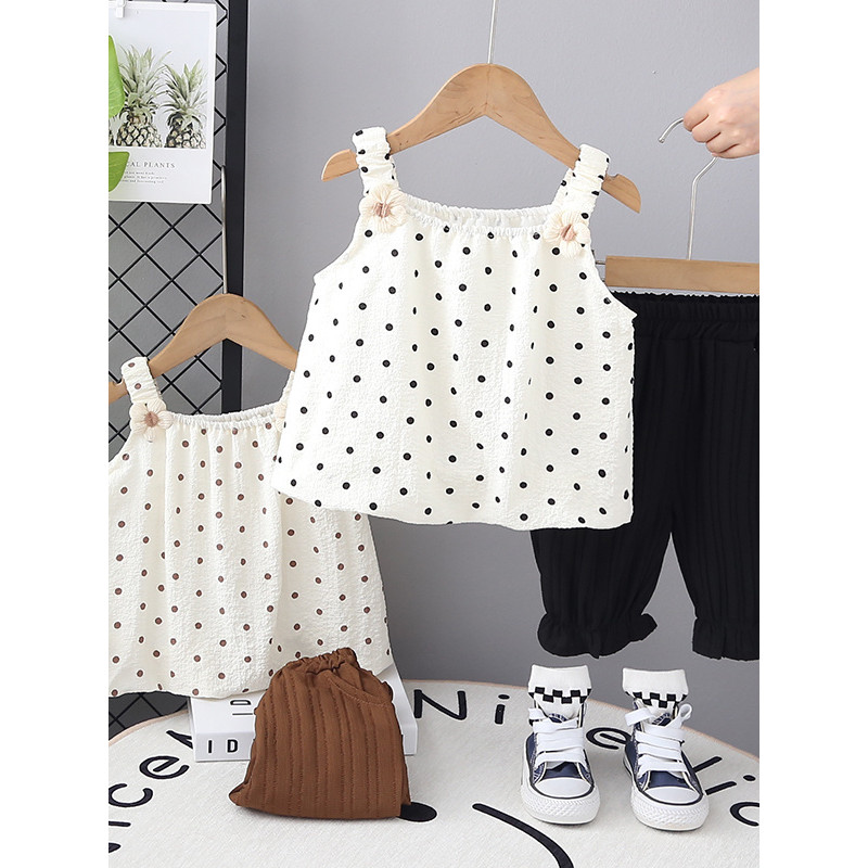 Meninas terno de verão 2026 novo estilo crianças estilingue topo bebê verão estilo fino moda terno de duas peças na moda