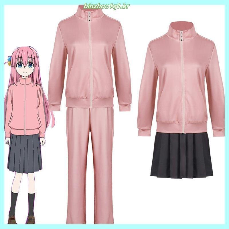 Novidades em Fantasias de Cosplay de Anime Bocchi the Rock Gotou Hitori, Jaqueta Rosa Yamada Ryo, Uniformes JK de Hallow