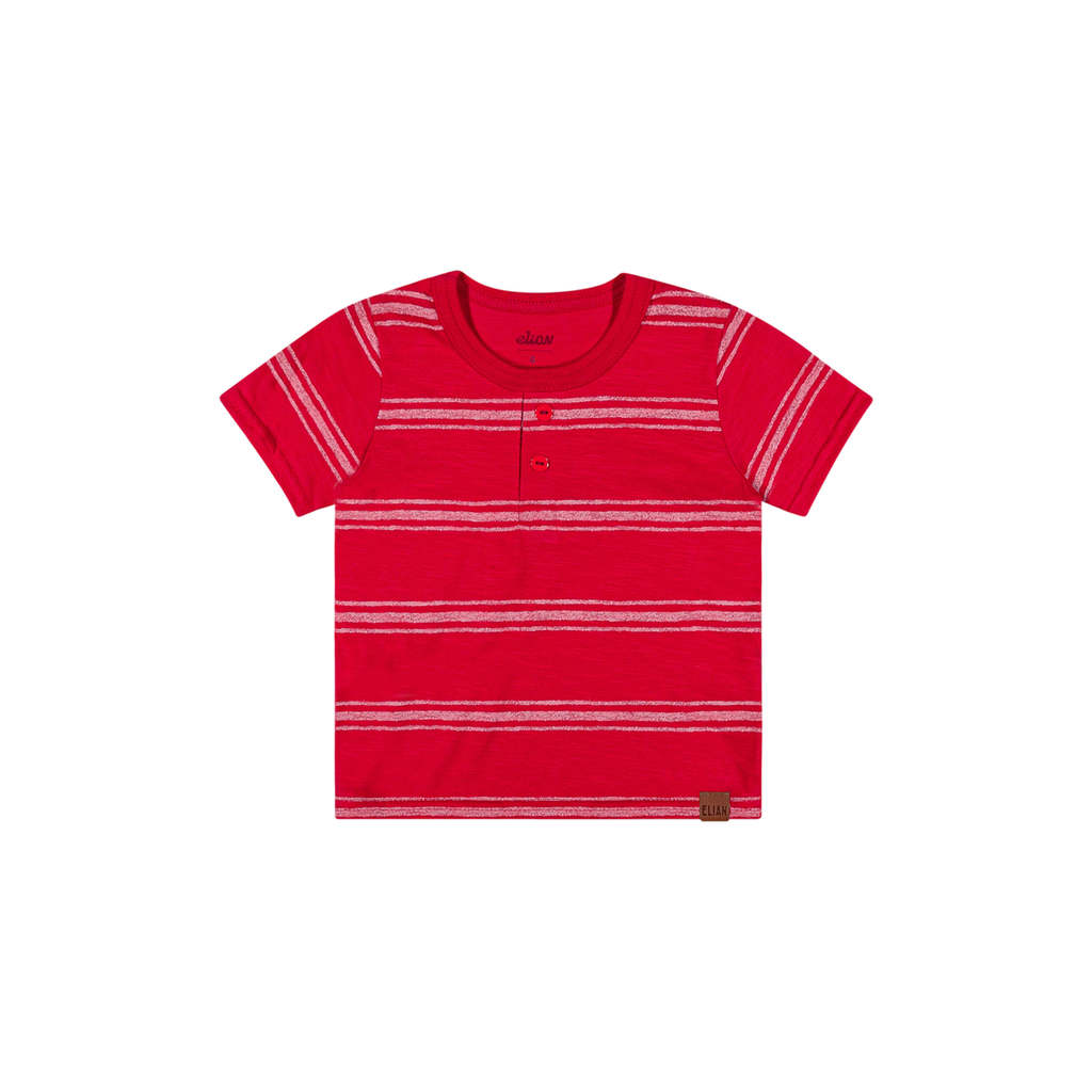 Camiseta Bebê Menino Malha Flamê Listrada Elian Vermelho