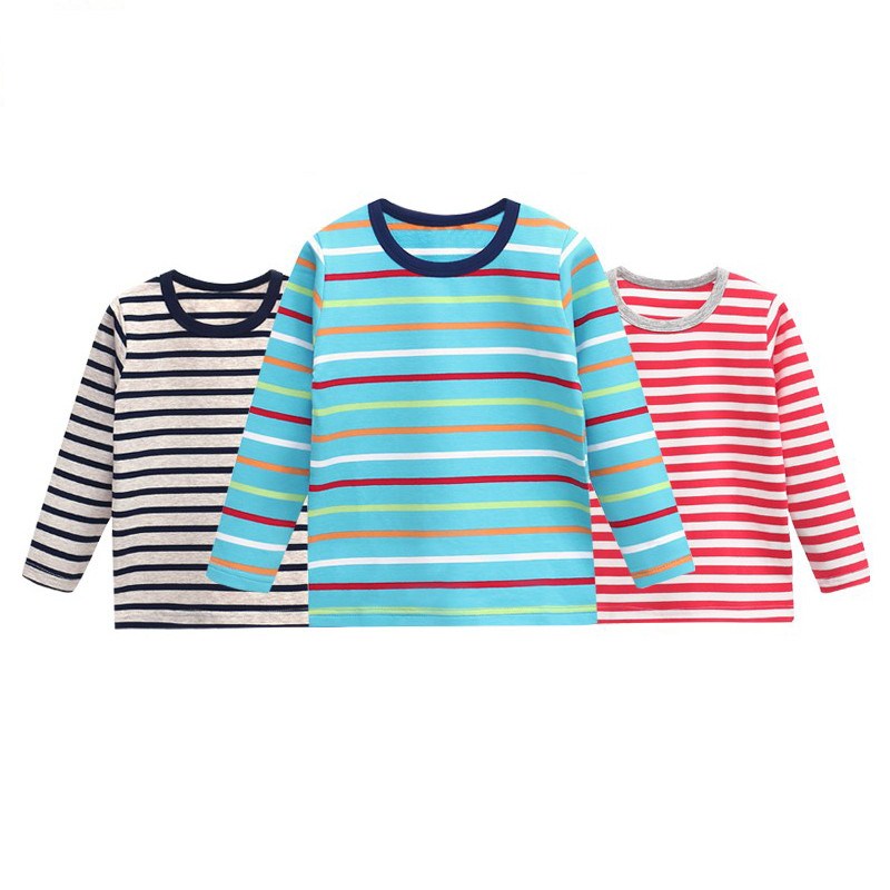 Primavera outono pouco Qinglong crianças puro algodão de manga comprida meninos meninas camisetas primavera meninos topo