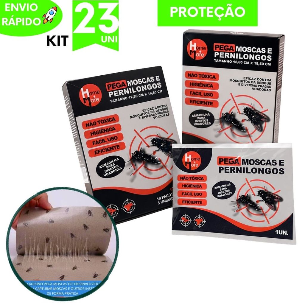 Kit Utilidades Folha Adesiva Pega Mosca Pernilongos Barata Mosqueteiro Tela de Mosquito Acampar Proteção Caça