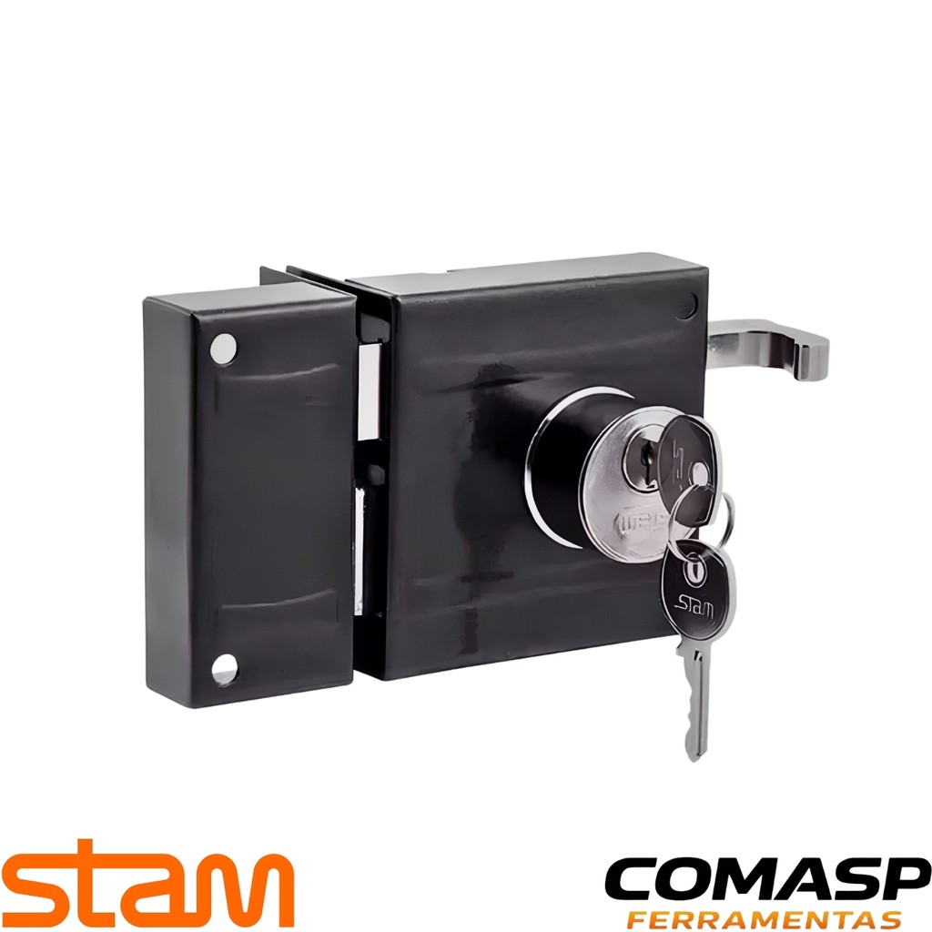 Fechadura Stam 1701100 Tetra Preto Fosco Espelho Inox 56421 · foto 2