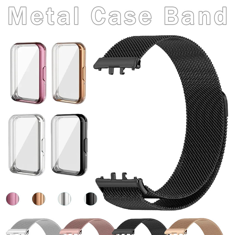 Capa TPU E Pulseira Metálica Para Relógio Smartwatch Samsung Galaxy Fit 3 Strap